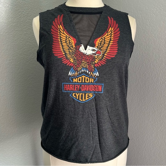 H-D Women’s Mesh Inset Muscle Tee.  EUC. - Picture 5 of 9